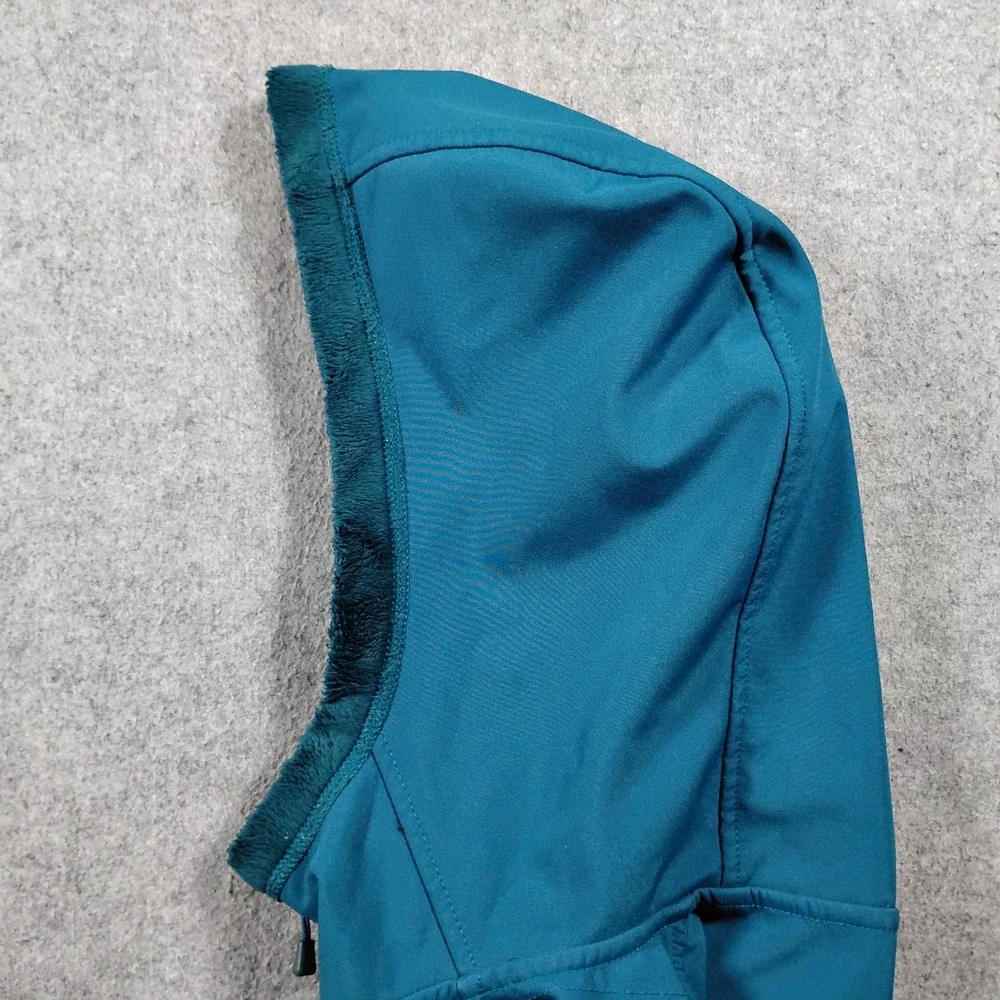 The North Face Wind Wall Softshell Jacket Women's S Teal Hooded High Pile Fleece